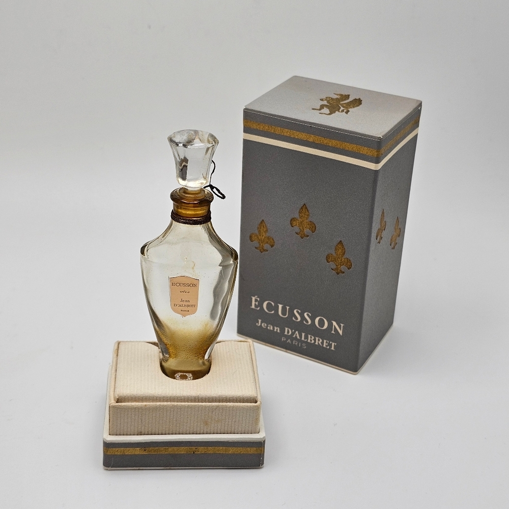 Vtg Ecusson Jean d'Albret Paris France Parfum 1/2 oz Empty Original Box & Paper
